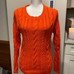 J Crew Orange Cable Knit Sweater size M